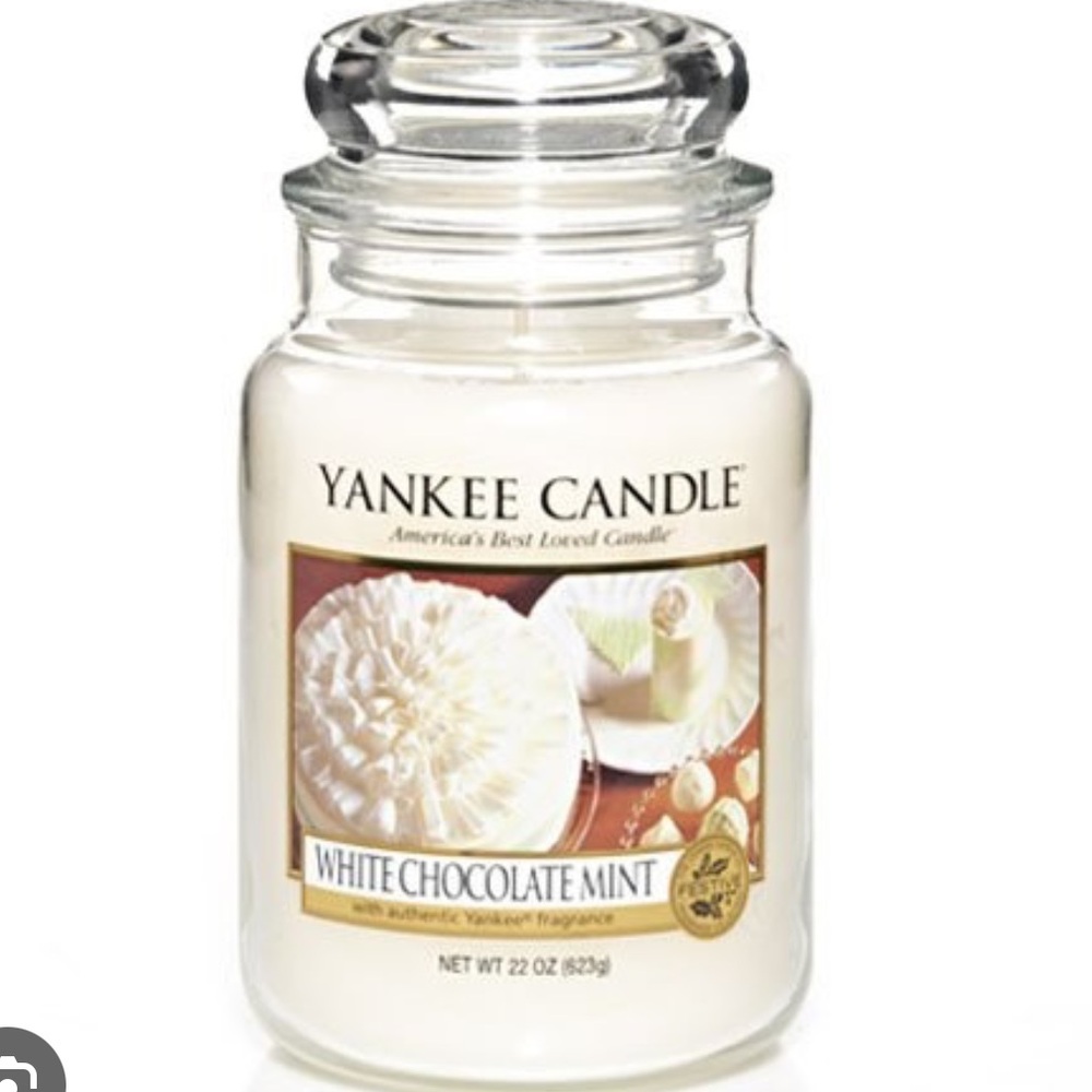Rare Retired Yankee Candle White Chocolate Mint Jar Candle